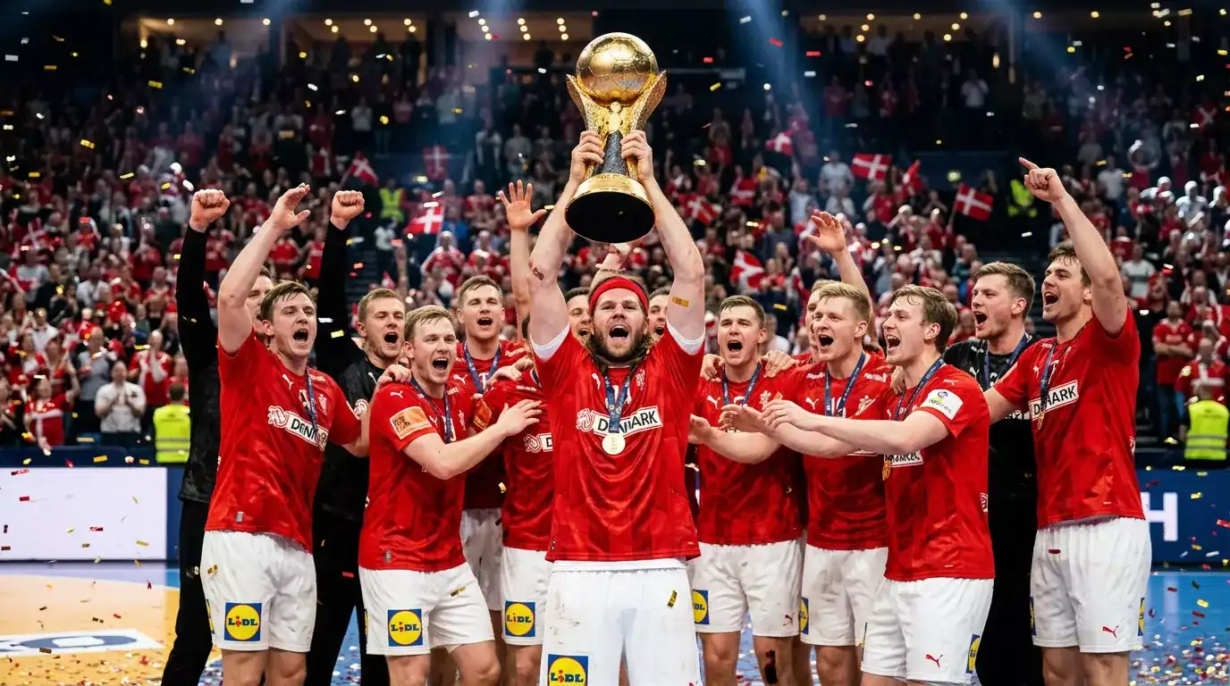 VM-trofæ i håndbold løftet af det danske herrelandshold
